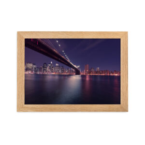 Brooklyn Bridge, New York Night, USA Framed matte paper poster