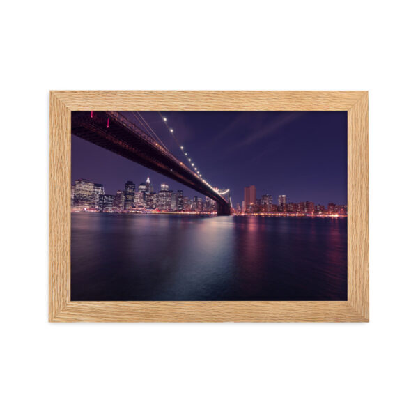Brooklyn Bridge, New York Night, USA Framed matte paper poster