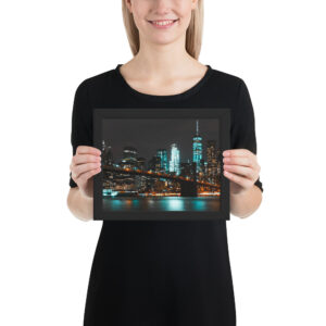 Brooklyn Bridge Night, New York Framed poster