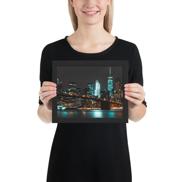 Brooklyn Bridge Night, New York Framed poster