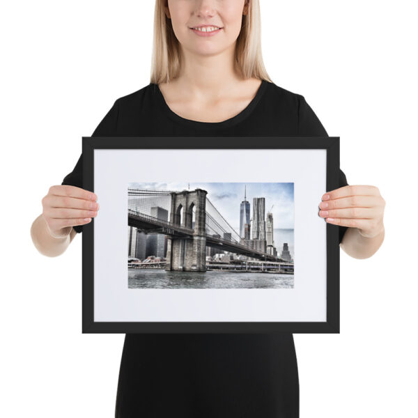 Brooklyn Bridge, New York, U.S.A Matte Paper Framed Poster With Matte Board