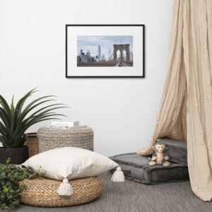 Brooklyn Bridge, New York City Matte Paper Framed Poster With Matte Board