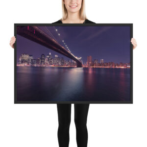 Brooklyn Bridge, New York Night, USA Framed photo paper poster