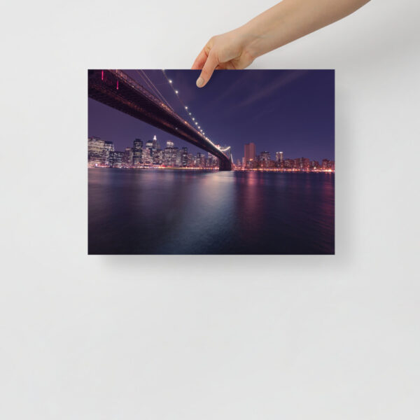 Brooklyn Bridge, New York Night, USA Photo paper poster
